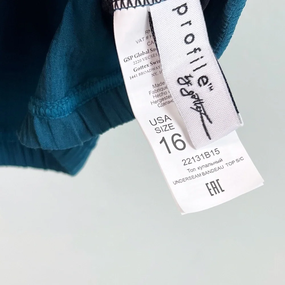 NWT Profile by Gottex Shirred Bandeau Bikini Top in Tesl